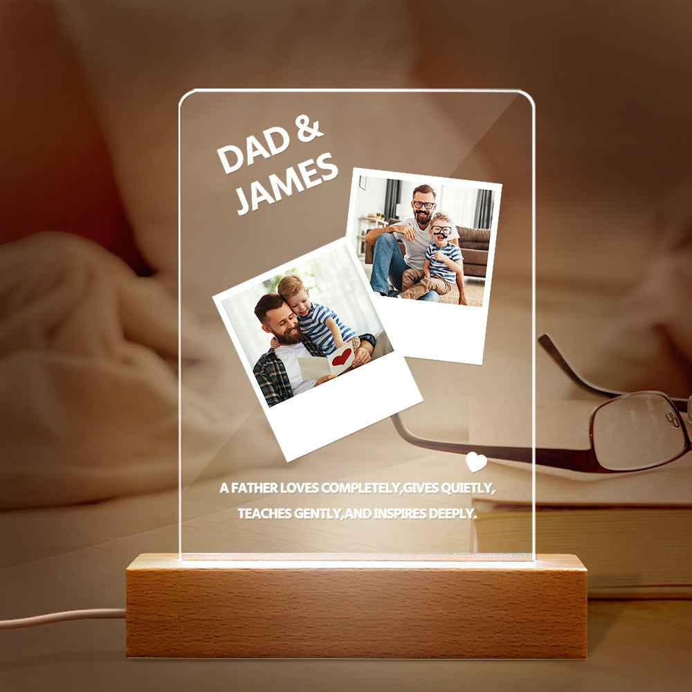 Father's Day Gift Night Light Custom Name and Photo Night Lamp for Dad