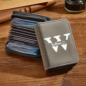 Personalized Leather Wallet with 18 Card Slots Card Holder Wallet Birthday Gift for Him