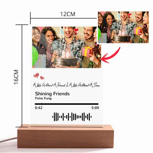 Personalized Photo Acrylic Scannable Code Song Plaque Night Light