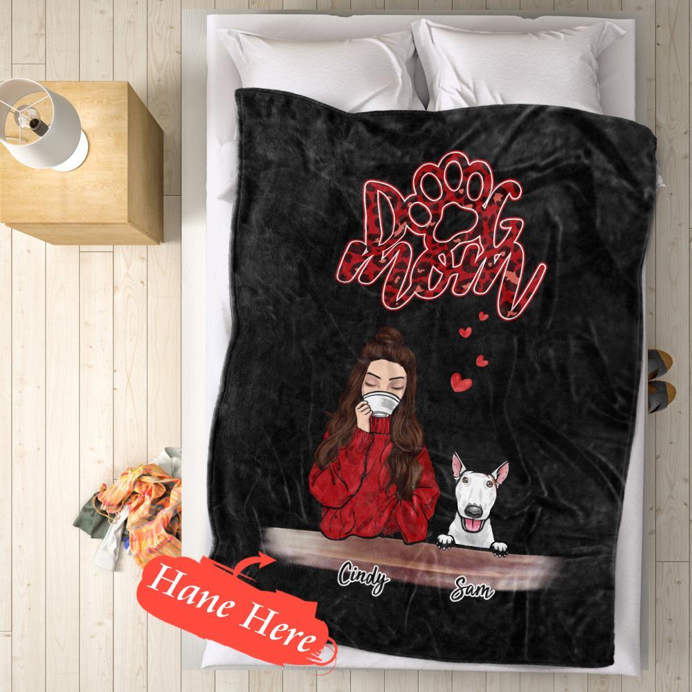 Personalised Name Dog Mum Fleece Blanket - Custom Pet Number Blanket