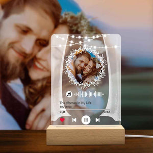 Custom Photo Marry Me Circular Scannable Music Code Music Plaque Night Light Personalized Acrylic Photo Frame