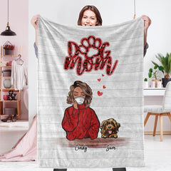 Personalised Name Dog Mum Fleece Blanket - Custom Pet Number Blanket