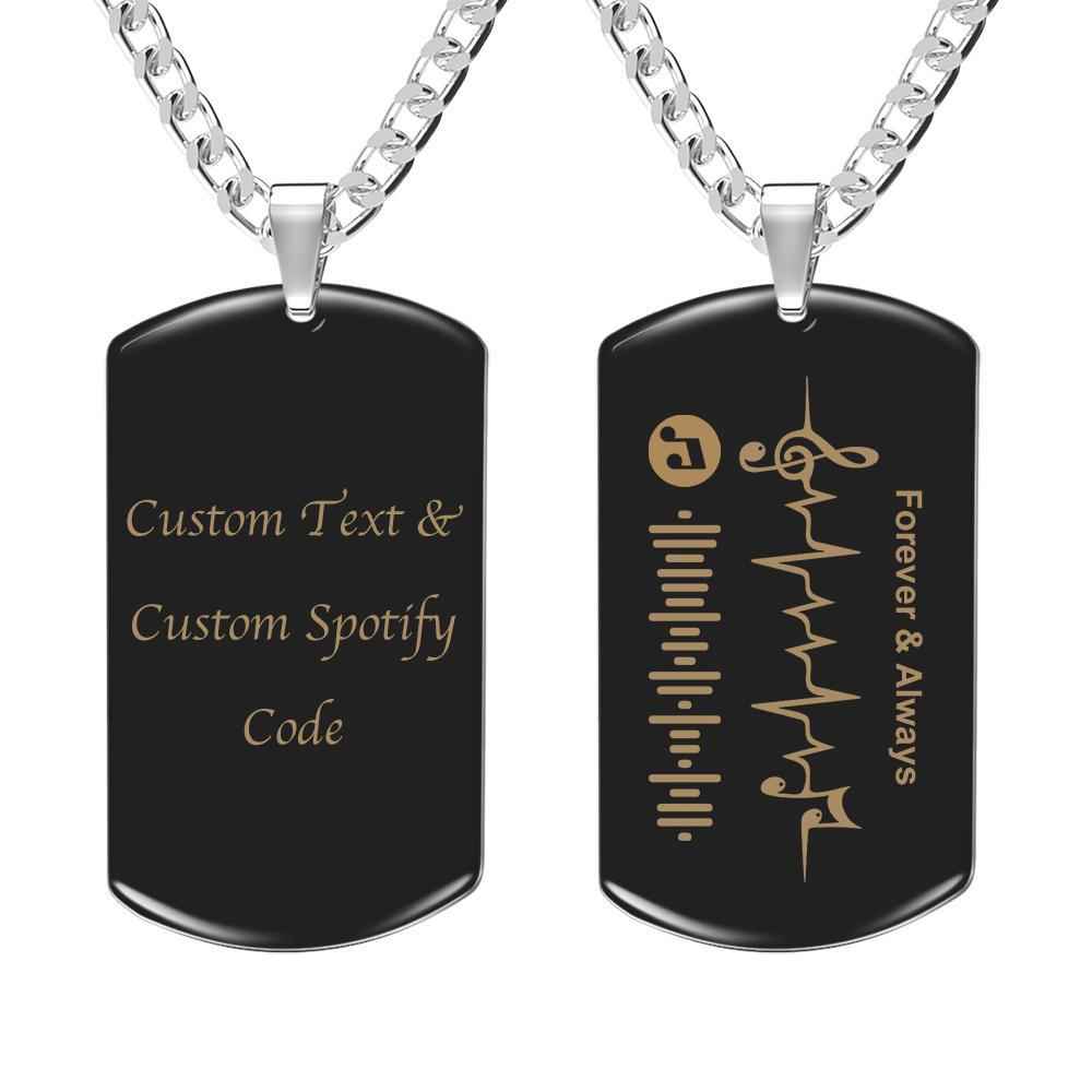 Custom Music Code Necklace Engraved Tag Necklace Music staff