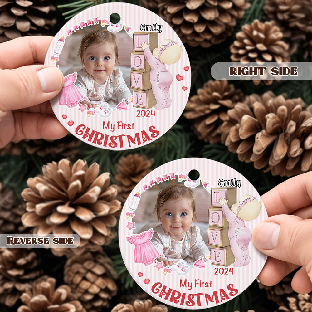 Personalised Baby's First Christmas Photo Ornament - Ceramic Keepsake Gift