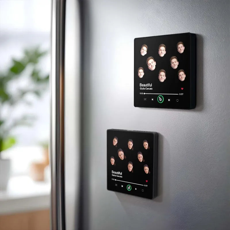 Selection of FridgeBeats personalised framed music fridge magnets with different album photos – customisable keepsake gifts