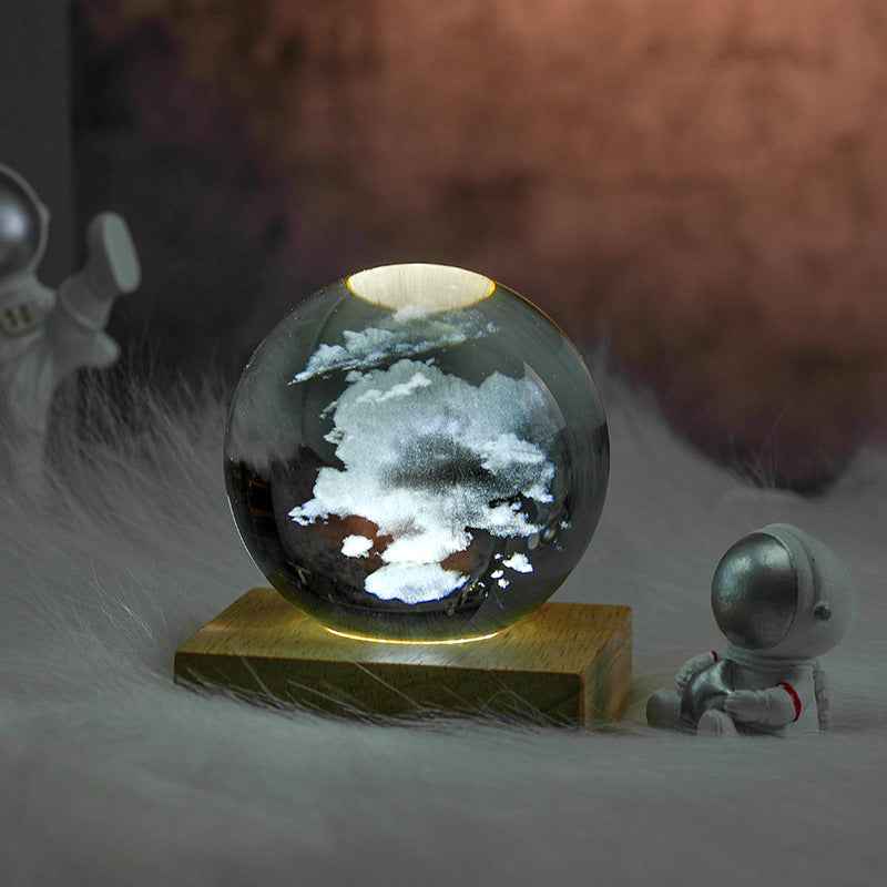 3D Laser Engraved Crystal Ball Night Light