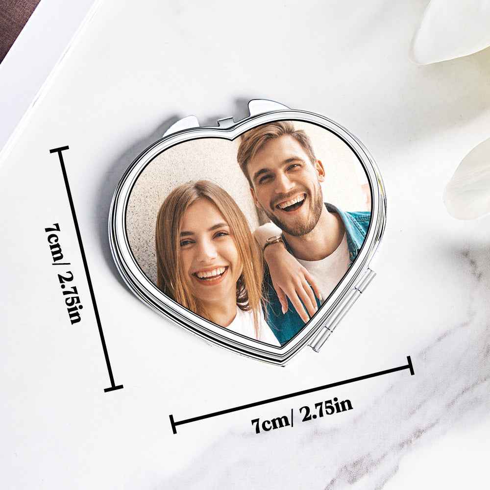 Personalized Photo Compact Portable Mirror Travel Birthday Gift for Her