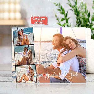Customize 4 Photo Art Plaque Personalized Photo Name Home Living Plaque Gift