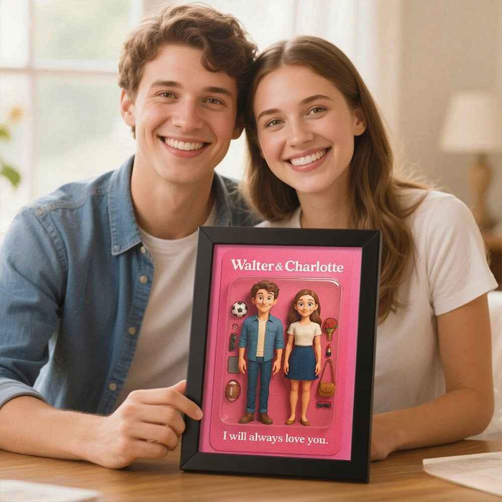 Family Cartoon Portrait - Custom Photo Frame & Personalized Toy Box Art