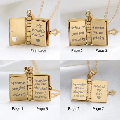Personalised My Little Star Book Necklace - Engraved Message Locket for Daughter