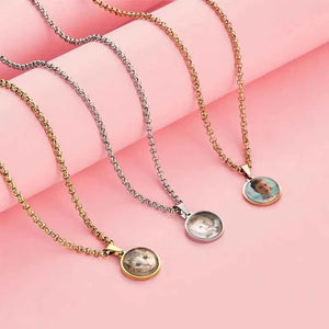 Custom Photo Engraved Necklace Pendant Picture Necklace Double Sided Wedding Gift