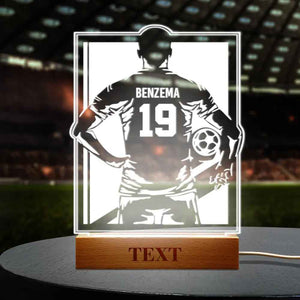 Personalized Soccer Night Light - Perfect Gift for World Cup Fans Rectangle Wooden Base