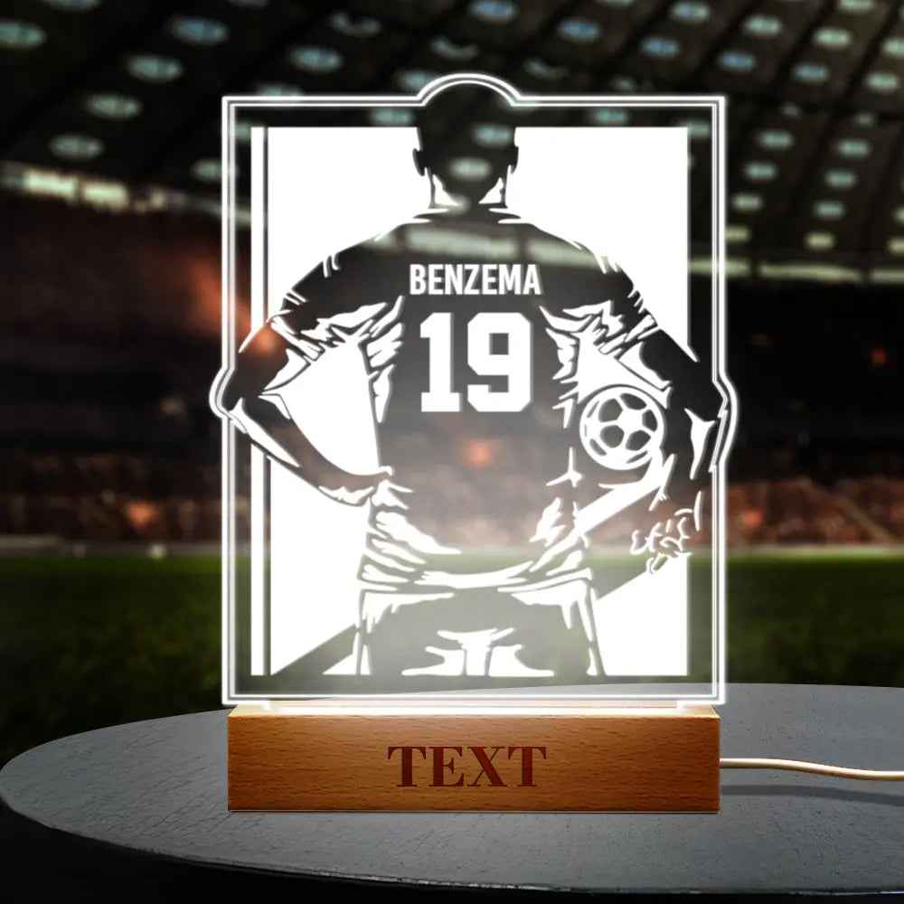 Personalized Soccer Night Light - Perfect Gift for World Cup Fans Rectangle Wooden Base