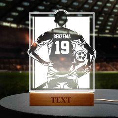 Personalized Soccer Night Light - Perfect Gift for World Cup Fans Rectangle Wooden Base