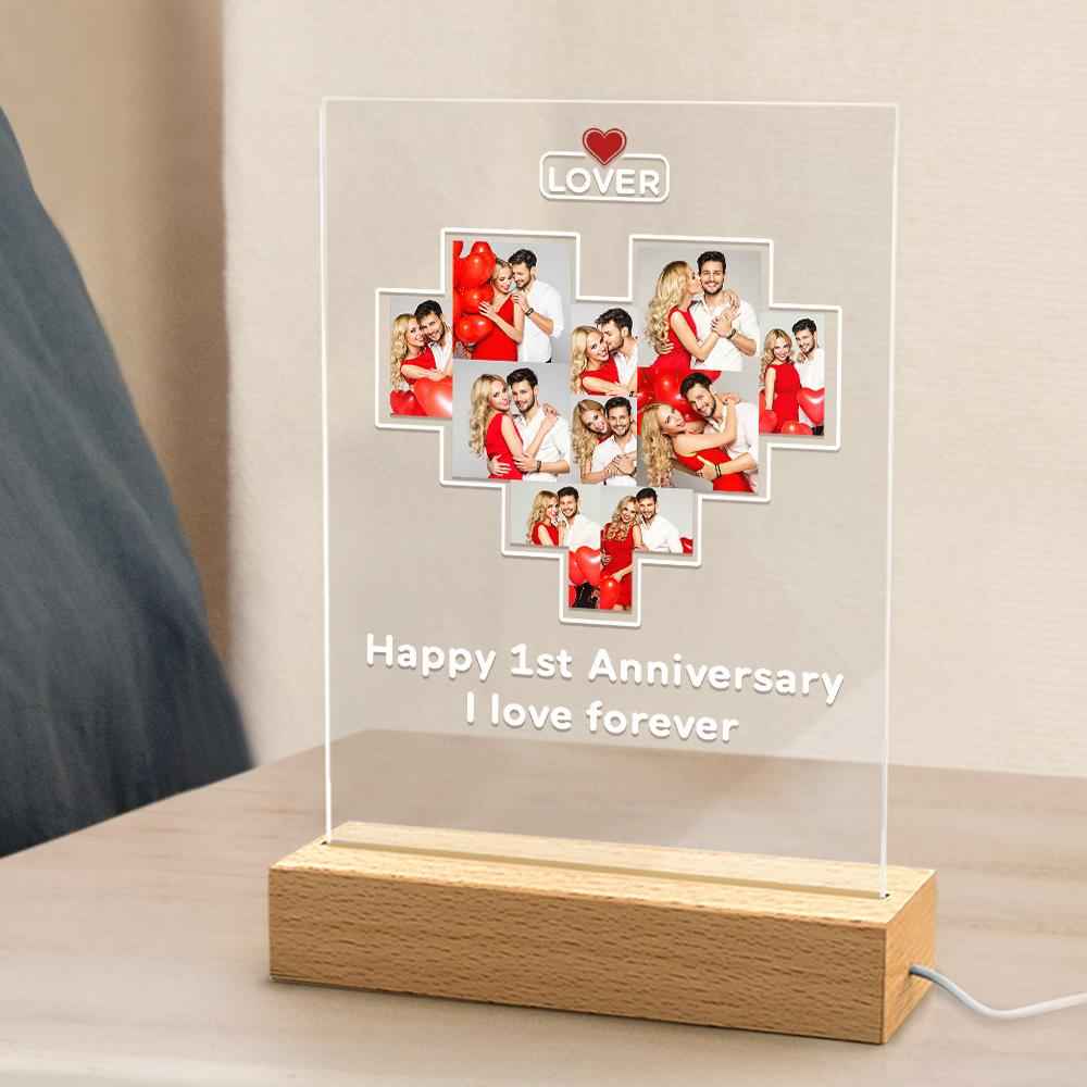 Father's Day Gift Custom Photo Plaque Personalized Glass Nightlight Gift