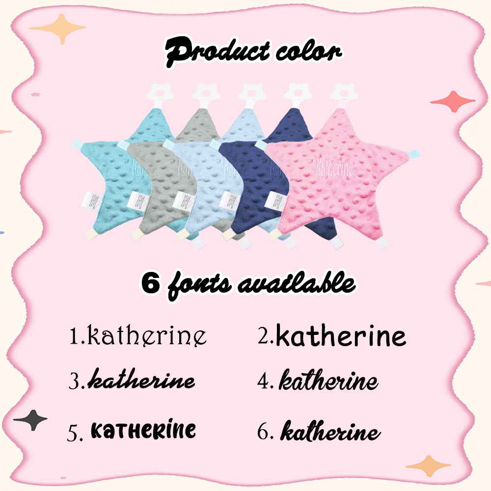 Personalized Baby Soothing Towel Soft Sleeping Star Towel with Embroidered Name Gift for Baby