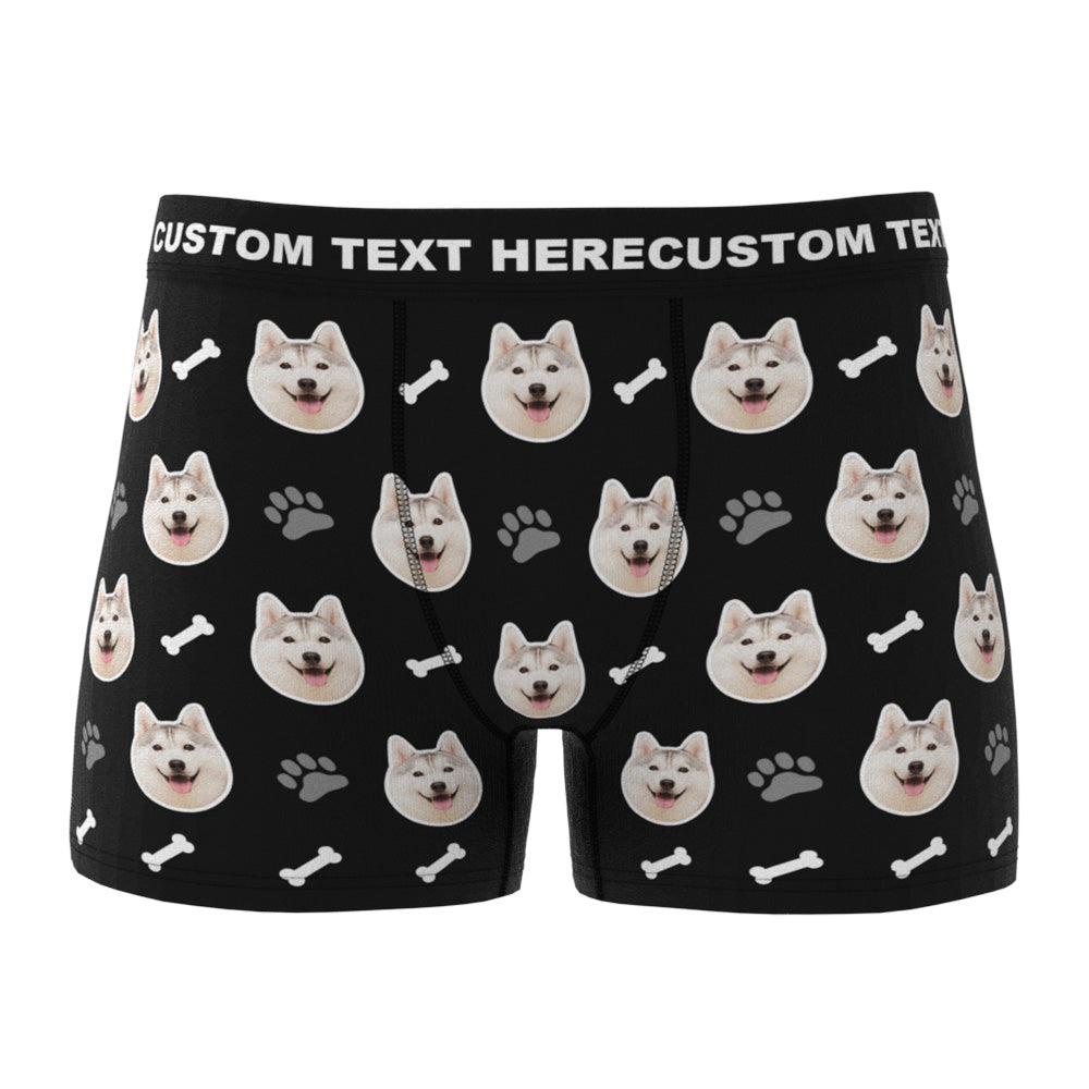 Side view of personalised men's boxer briefs showing dimensional cut and supportive, comfortable fit – great personalised photo gift