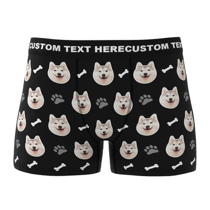 Side view of personalised men's boxer briefs showing dimensional cut and supportive, comfortable fit – great personalised photo gift