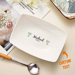 Personalized Name Platters Engraved Flower Tableware Plate