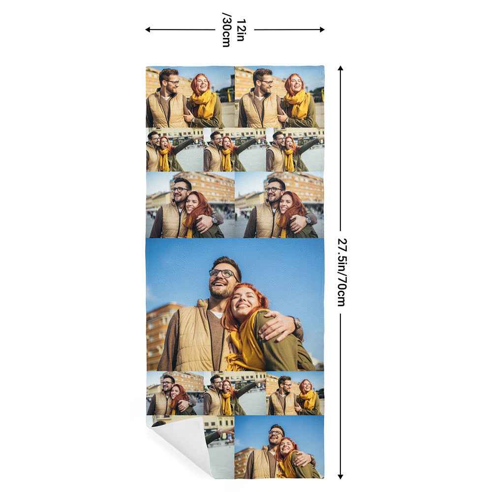 Personalized Collage Photo Towel with 4 Pictures