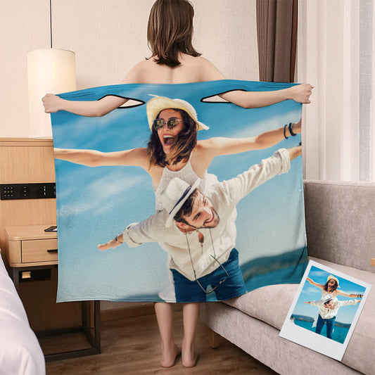 Personalised wearable bath towel, custom bath wrap robe in anti-pilling flannel with shoulder strap and example name print
