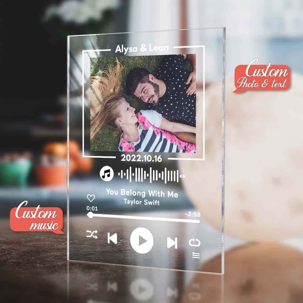 Custom Glass Code Plaque Music Keychain/Plaque 7 Color Night Light Gift For Anniversary