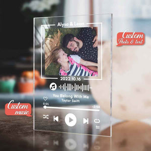 Custom Glass Code Plaque Music Keychain/Plaque 7 Color Night Light Gift For Anniversary