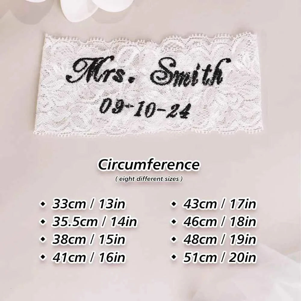 Personalized Wedding Garters Embroidered Bride Keepsake Gift for Bride