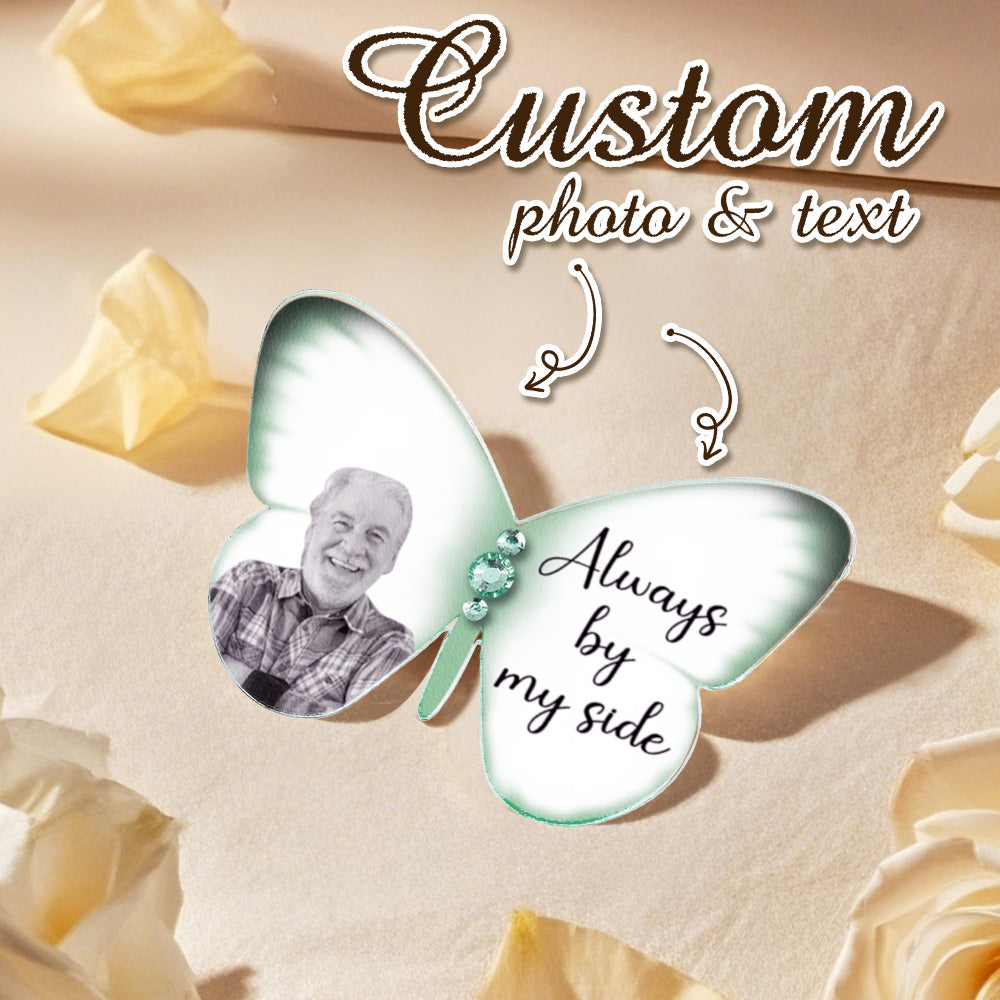 Personalised Acrylic Butterfly Brooch Pin with Photo - Memorial Wedding Gift for Bride