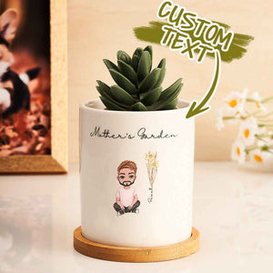 Personalized Cartoon Figure Birth Flower Ceramic Plant Pot Gift for Grandma Mom