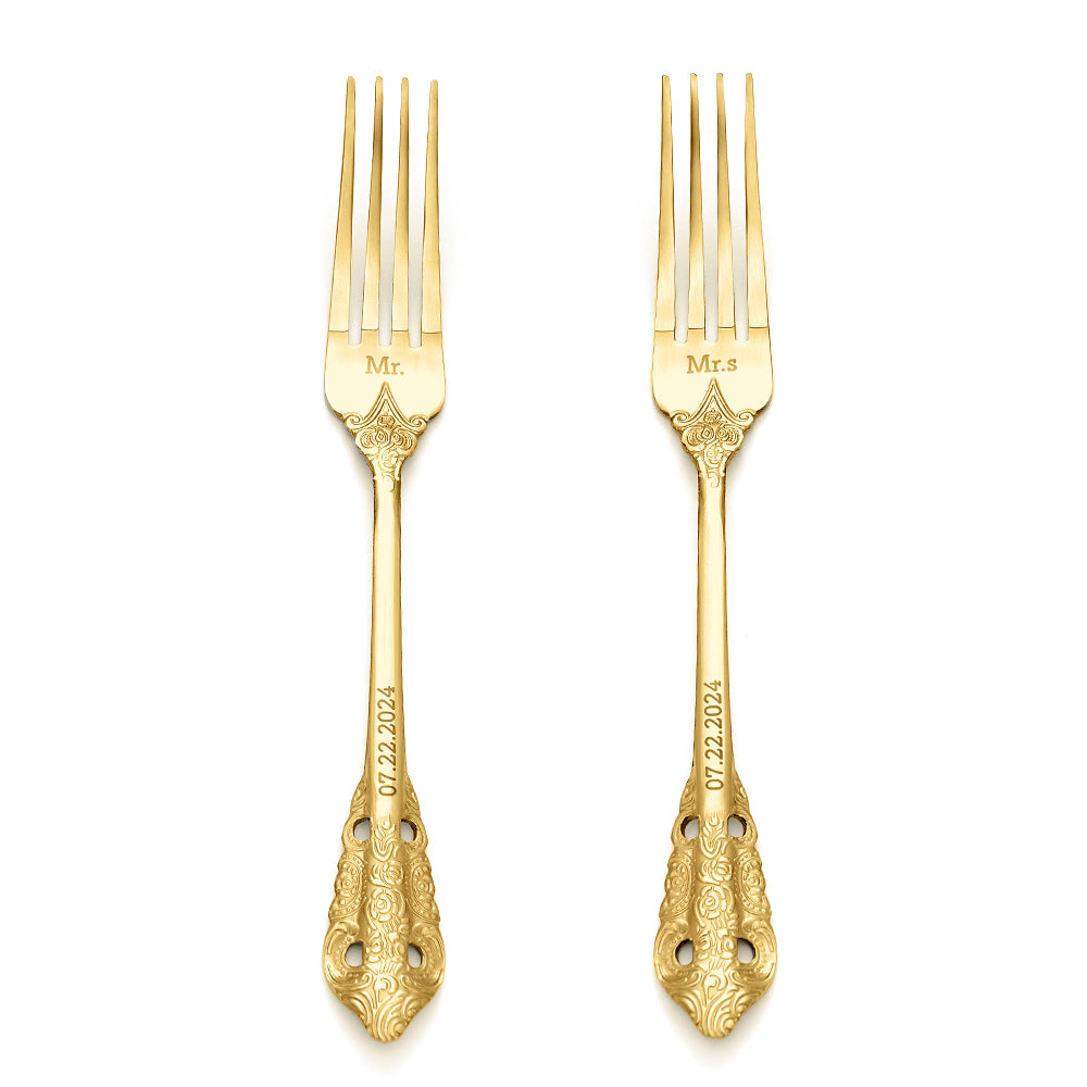 Personalised Vintage Forks Set | Custom Anniversary & Wedding Gift for Couples
