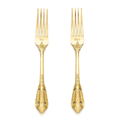 Personalised Vintage Forks Set | Custom Anniversary & Wedding Gift for Couples