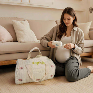 Personalized Cute Rabbit Bear Large Capacity Multiple Compartments Baby Hospital Bag Pregnancy Gift for Her