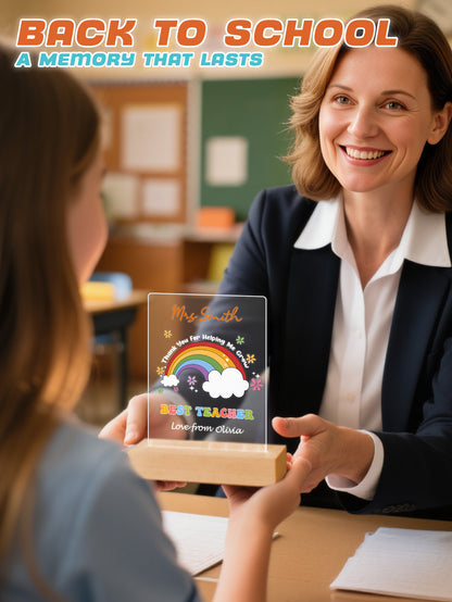 Personalised Rainbow Name Night Light - Custom Teacher & Student Gift