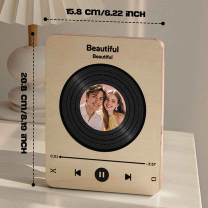 Wooden Music Record Player with Photo Wedding Anniversary Gifts