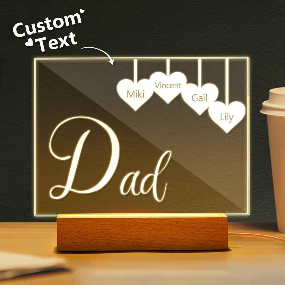 Personalized Engraved 1-5 Names Night Light Gifts For Dad