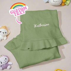 Personalized Baby Knitted Blanket Custom Baby Blanket with Embroidered Name Gift for Baby