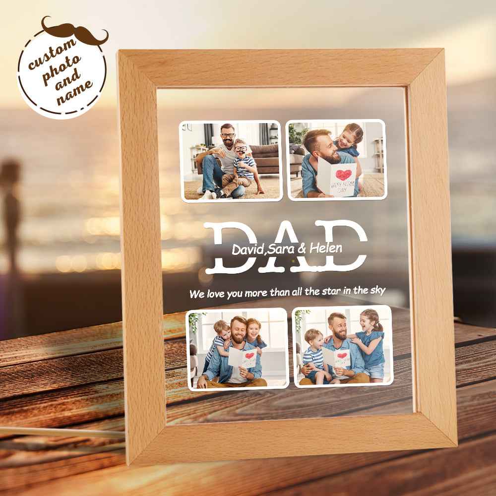 Personalized Photo Night Light with Name We Love You More Than All the Star In the Sky for Dad