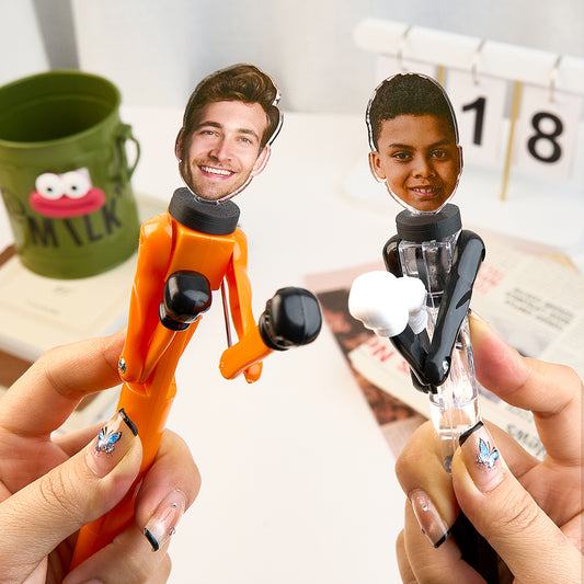 Personalised Robot Boxing Pen with custom face – creative stress-relief ballpoint for kids and teens
