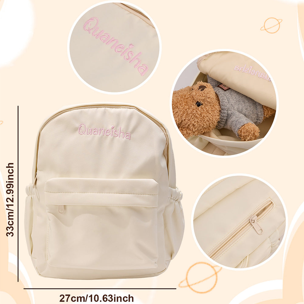 Personalised embroidered backpack presented as a gift, perfect for daughters, sons, classmates and friends