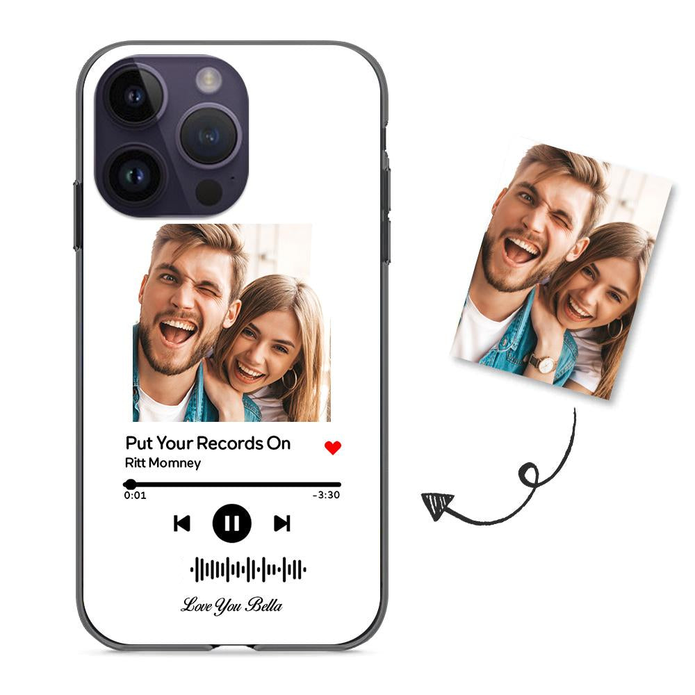 Custom Scannable Music Code Glass iPhone Case - Personalised Photo & Music