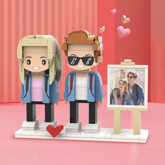 Customisable full-body 2-person photo brick figures personalised from your photos — small-particle ABS block couple keepsake for anniversaries and weddings