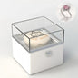 Bear Cake Ring Box displaying an engagement ring on the rising mechanism — ideal for Valentine's Day or promise ring moments