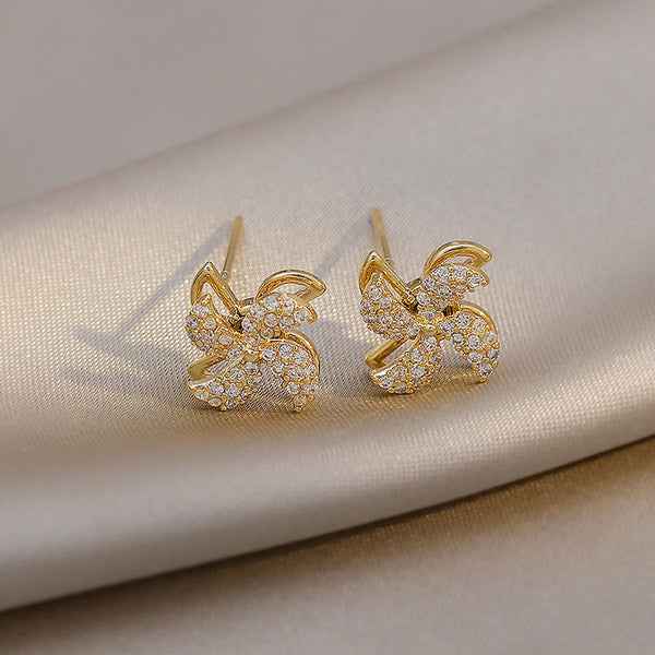 Rotating Small Windmill Stud Earrings