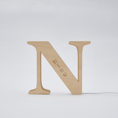 Personalised Wooden Letter Lamp - Custom Name Night Light 19CM - Unique Gift