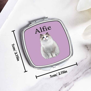 Personalized Pet Portrait Compact Portable Mirror Travel Birthday Gift for Pet Lover