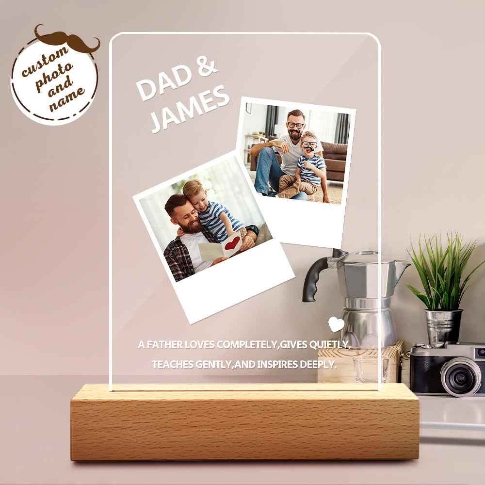 Father's Day Gift Night Light Custom Name and Photo Night Lamp for Dad