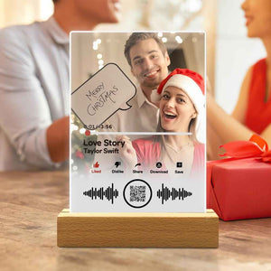 Custom Scannable QR Code Plaque Personalized Video Plaque with Wooden Stand Gift