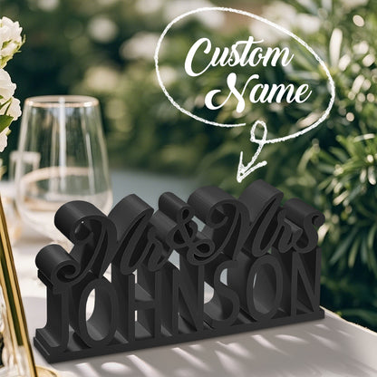 Personalised 3D Printed Mr & Mrs Wedding Table Sign - Custom Last Name Decor