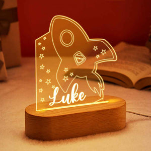 Custom Name Rocket Night Light Kids Child Bedroom Decor Table Lamp